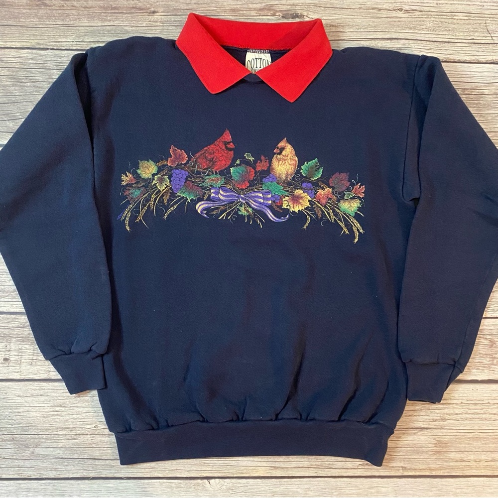 Cotton Grove Designs LSJ Sportswear Bird Collared Sweatshirt Women's M.